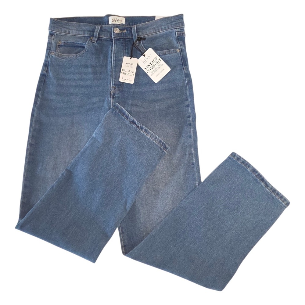 Nicole Miller Womens Blue Jeans Size 8 Nomad Super High Rise Straight Button Fly